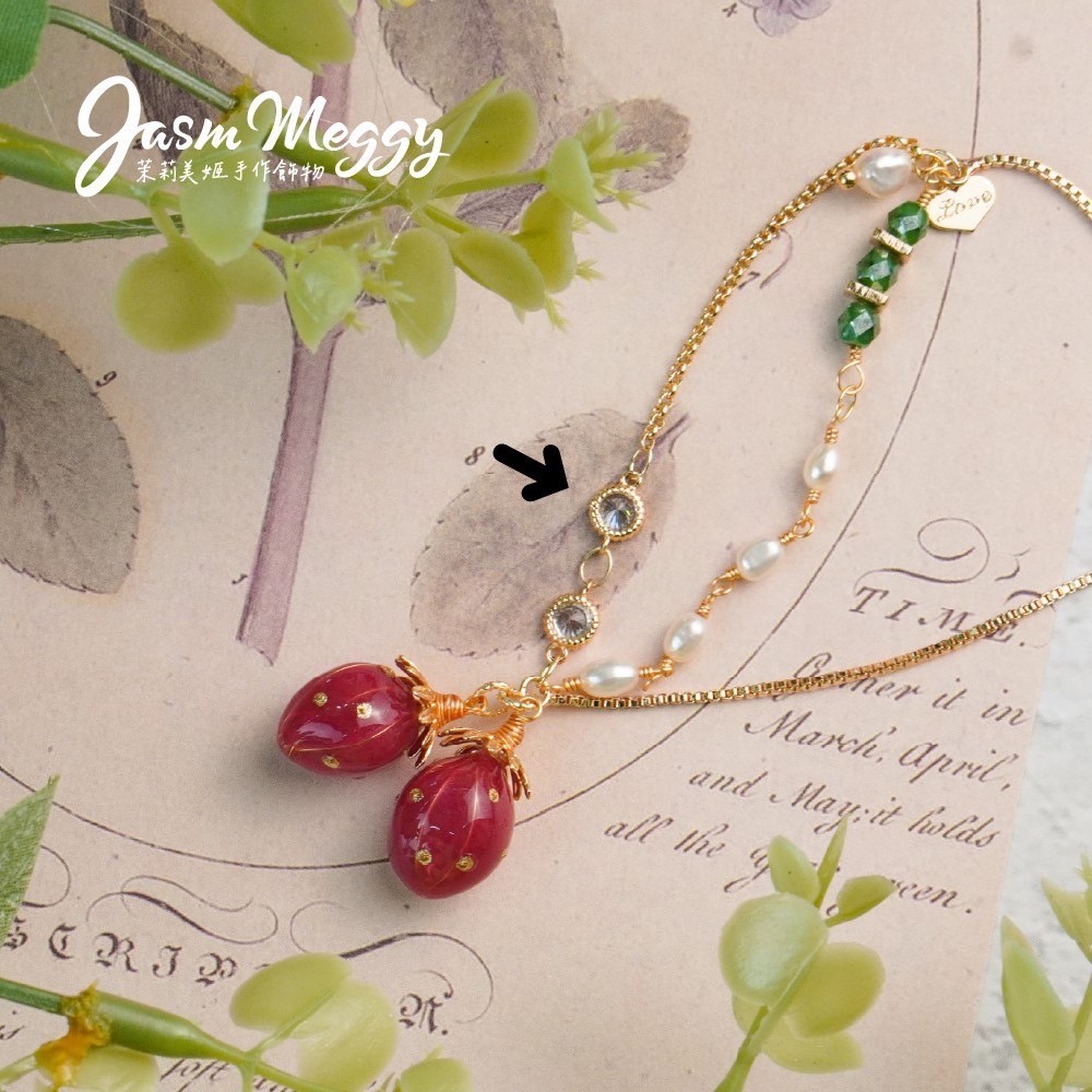 Jasmmeggy 水晶花飾品手作材料｜手作串珠｜飾品配件 鋯石雙邊吊墜