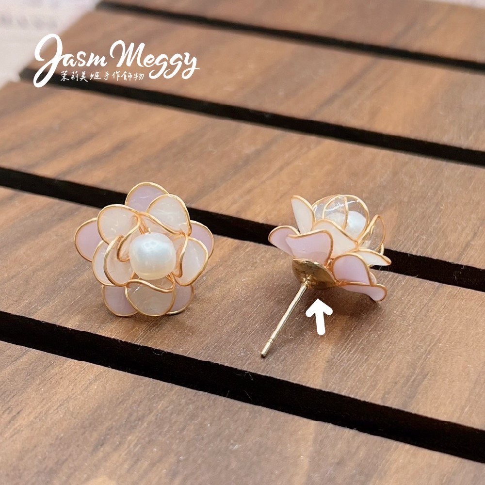 Jasmmeggy 水晶花飾品手作材料｜手作串珠｜飾品配件 碗型吊環耳針 24020407.08