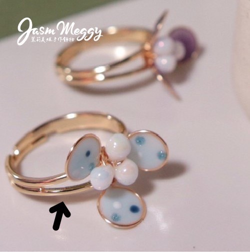 Jasmmeggy 水晶花飾品手作材料｜手作串珠｜飾品配件 戒指-光面線條款 （可調戒圍）