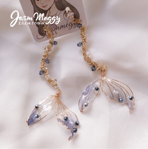 Jasmmeggy 茉莉美姬水晶花手作飾品 《藍色海洋的傳說》寶藏耳環