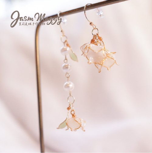 Jasmmeggy 茉莉美姬水晶花手作飾品 鈴蘭耳環