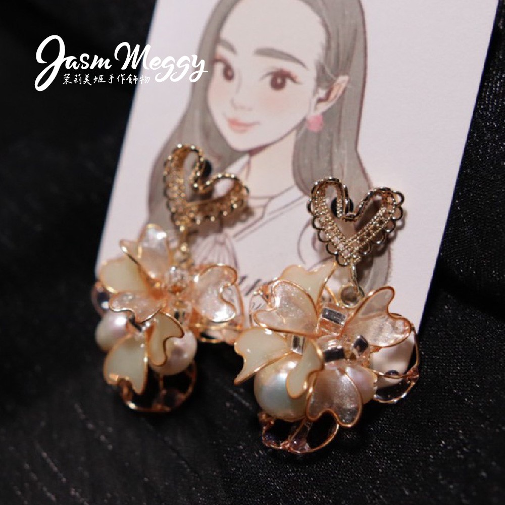 Jasmmeggy 茉莉美姬水晶花手作飾品 冰姬耳環