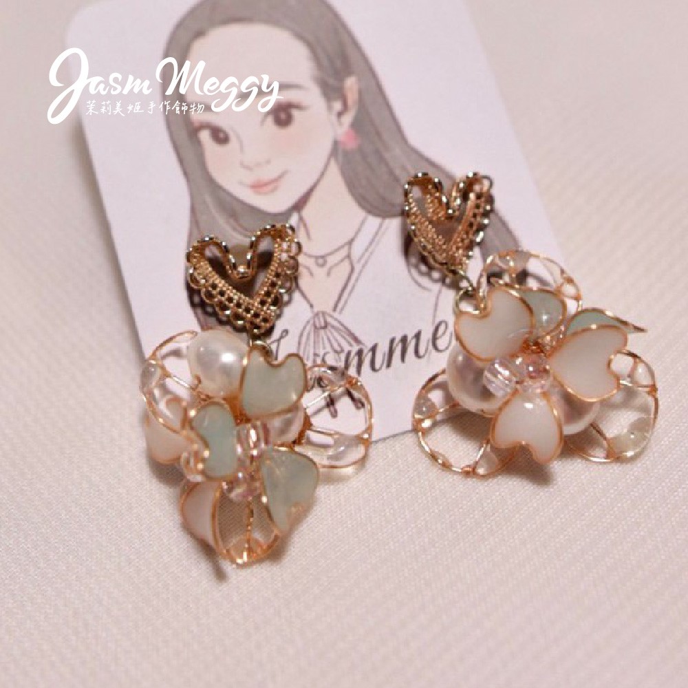 Jasmmeggy 茉莉美姬水晶花手作飾品 冰姬耳環