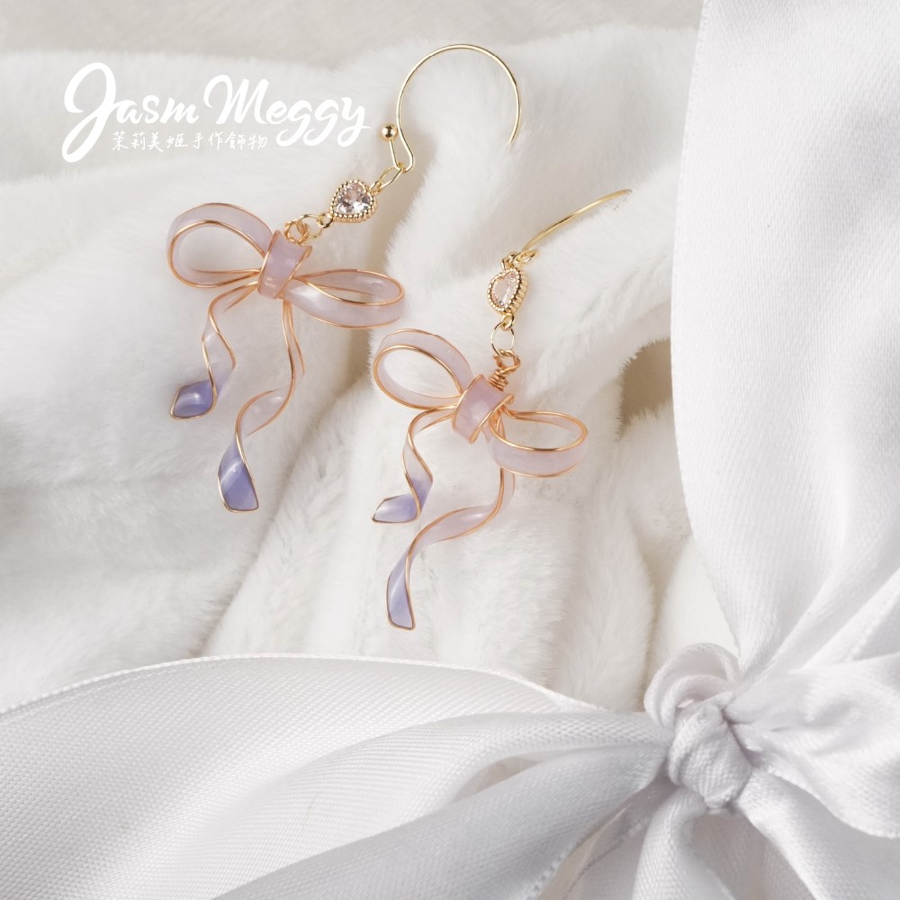 Jasmmeggy 茉莉美姬水晶花手作飾品 《愛的祝願》單結耳環