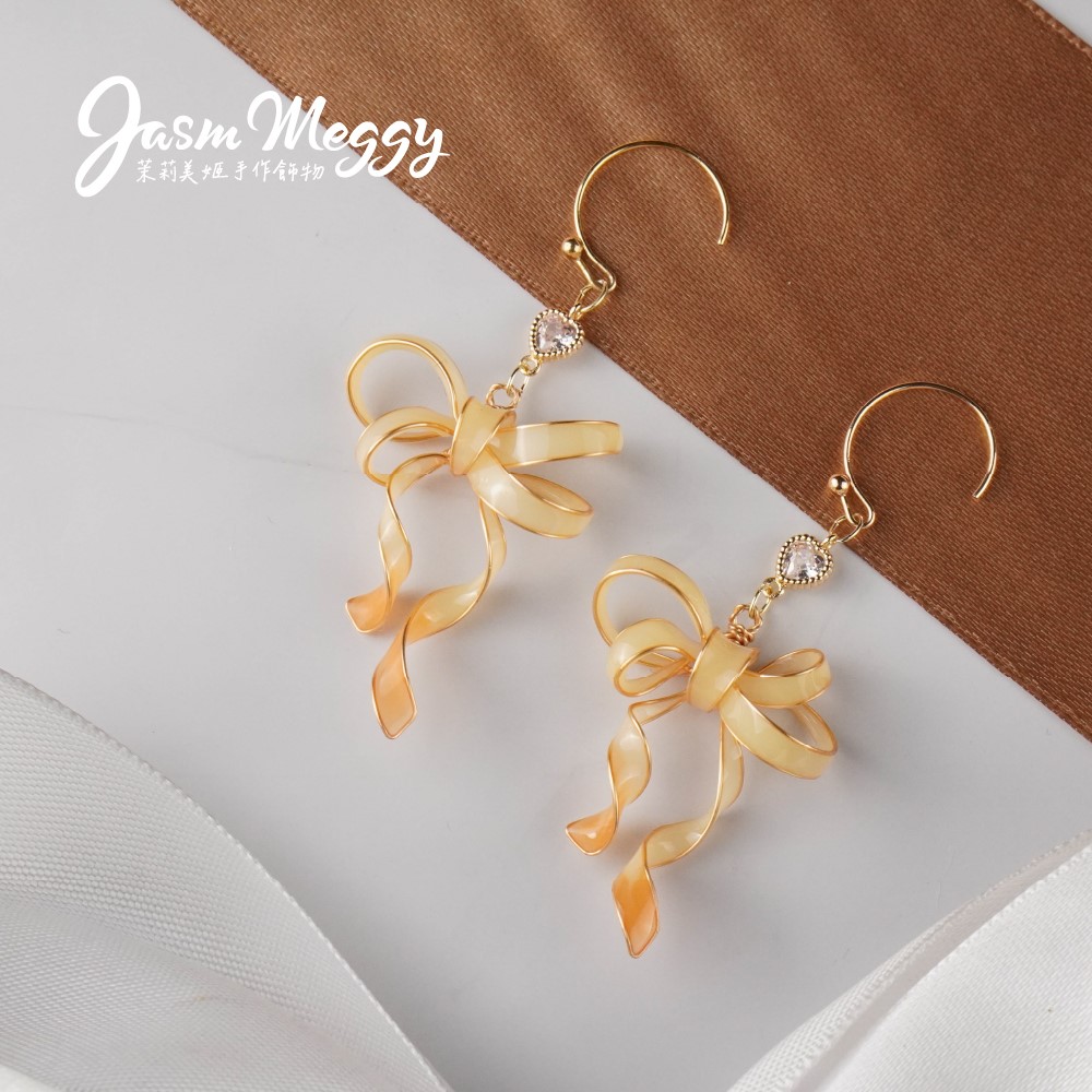 Jasmmeggy 茉莉美姬水晶花手作飾品 《愛的祝願》雙結耳環