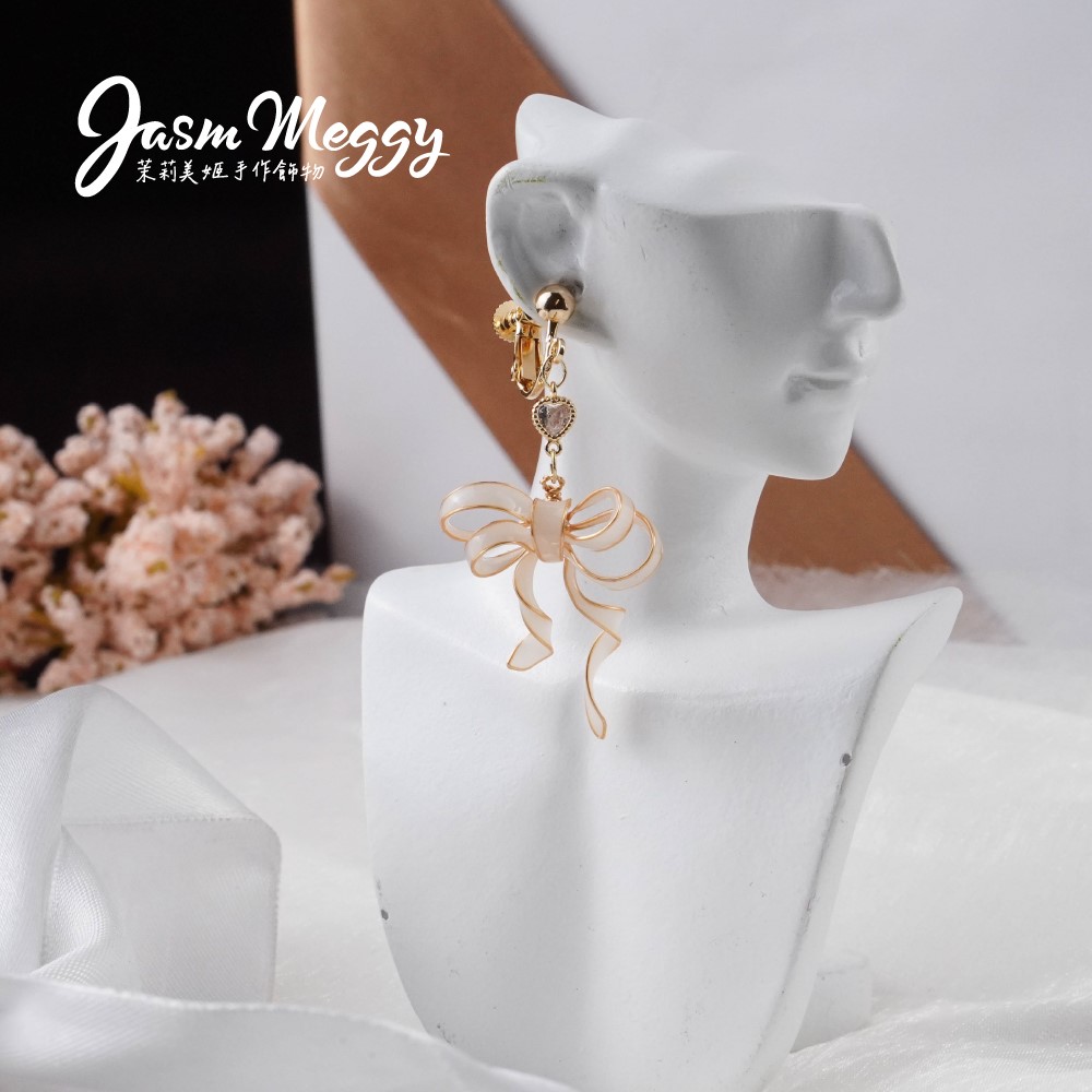 Jasmmeggy 茉莉美姬水晶花手作飾品 《愛的祝願》雙結耳環