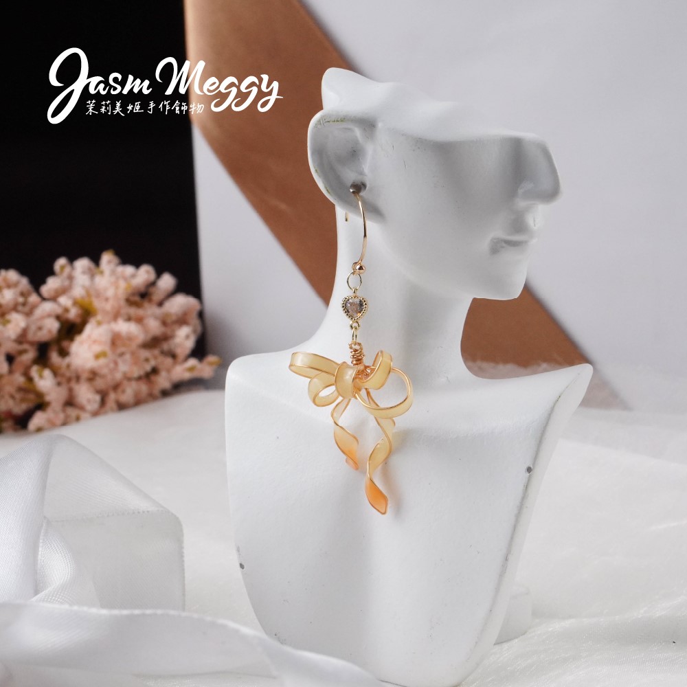 Jasmmeggy 茉莉美姬水晶花手作飾品 《愛的祝願》雙結耳環