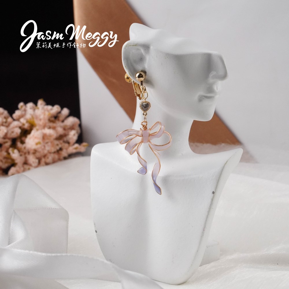 Jasmmeggy 茉莉美姬水晶花手作飾品 《愛的祝願》雙結耳環