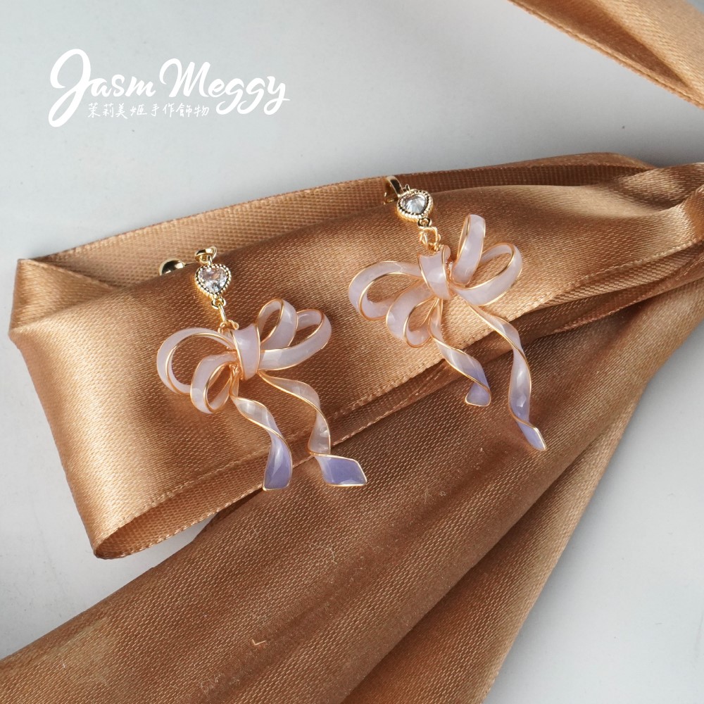 Jasmmeggy 茉莉美姬水晶花手作飾品 《愛的祝願》雙結耳環