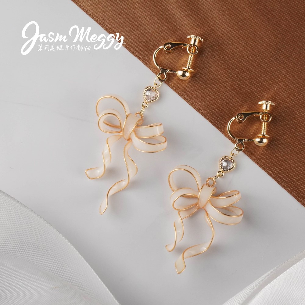 Jasmmeggy 茉莉美姬水晶花手作飾品 《愛的祝願》雙結耳環