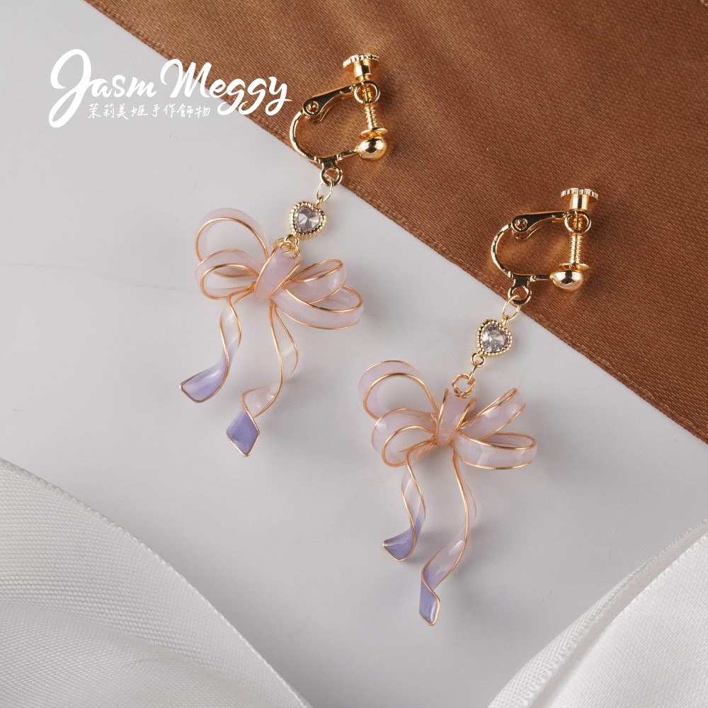 Jasmmeggy 茉莉美姬水晶花手作飾品 《愛的祝願》雙結耳環
