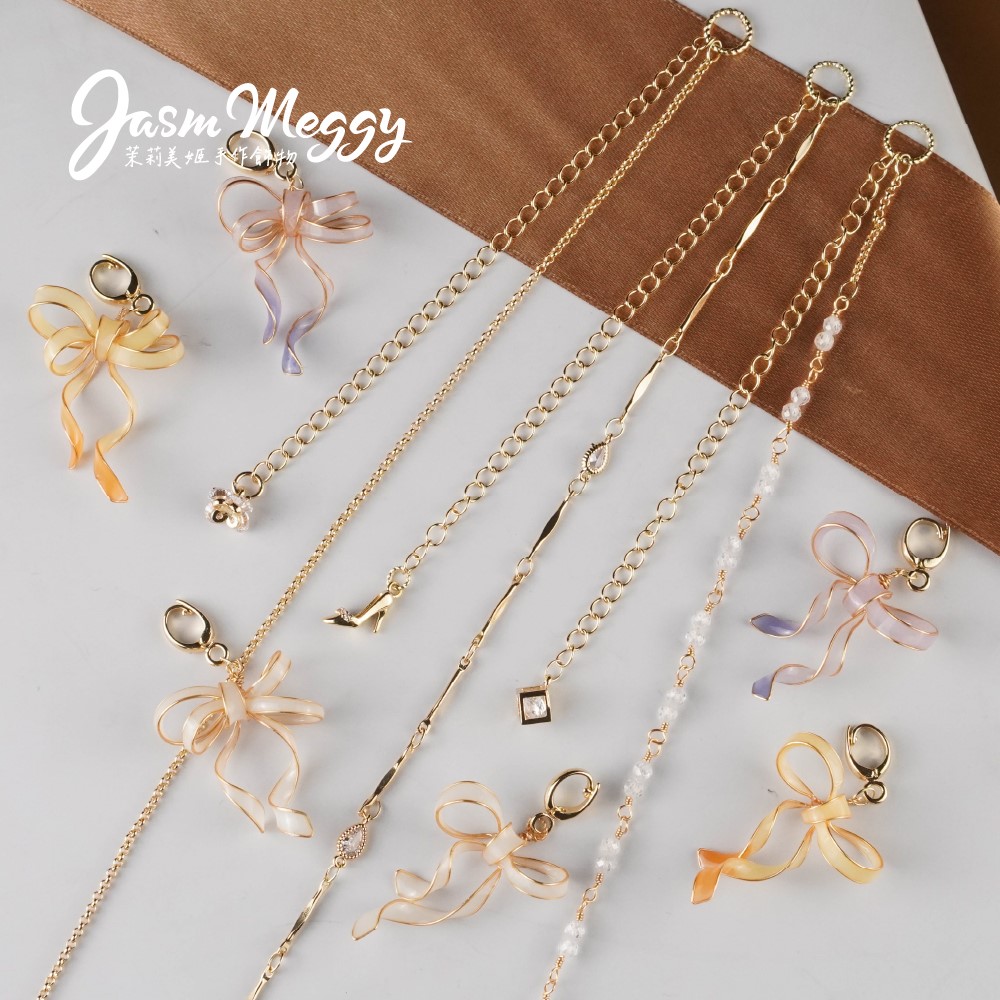 Jasmmeggy 茉莉美姬水晶花手作飾品 《愛的祝願》單/雙蝴蝶結墜項鍊 附簡約素鍊