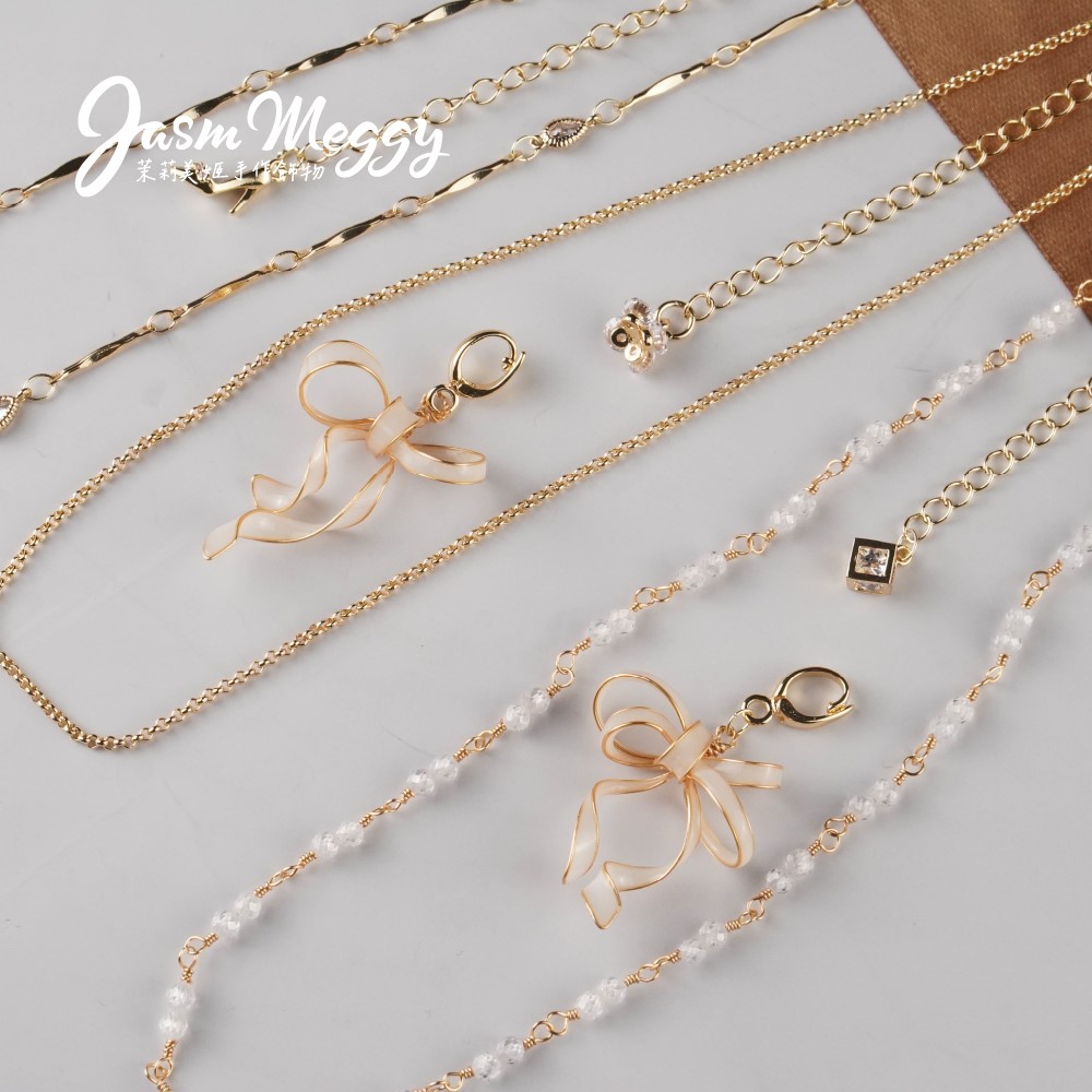 Jasmmeggy 茉莉美姬水晶花手作飾品 《愛的祝願》單/雙蝴蝶結墜項鍊 附簡約素鍊