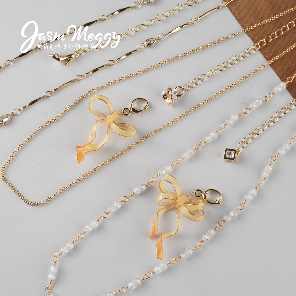 Jasmmeggy 茉莉美姬水晶花手作飾品 《愛的祝願》單/雙蝴蝶結墜項鍊 附簡約素鍊