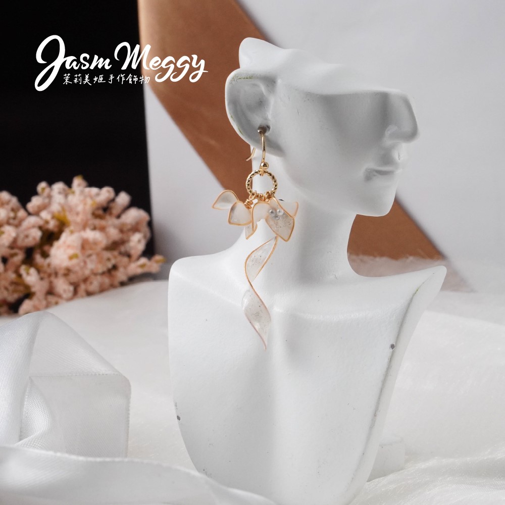 Jasmmeggy 茉莉美姬水晶花手作飾品 漸變花禮耳環