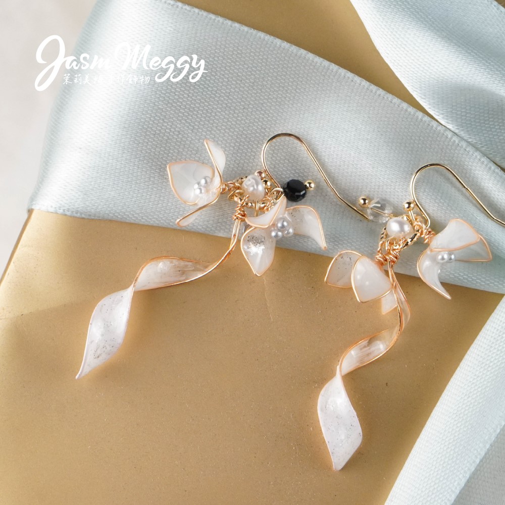 Jasmmeggy 茉莉美姬水晶花手作飾品 漸變花禮耳環