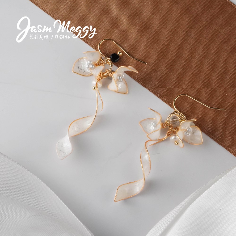 Jasmmeggy 茉莉美姬水晶花手作飾品 漸變花禮耳環