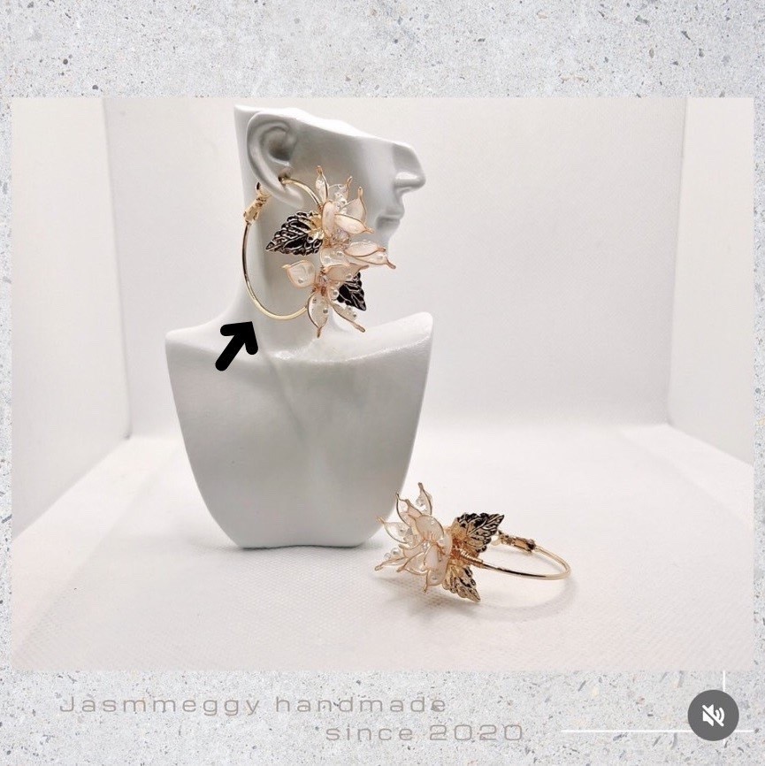 Jasmmeggy 水晶花飾品手作材料｜手作串珠｜飾品配件　歐美系金屬耳圈