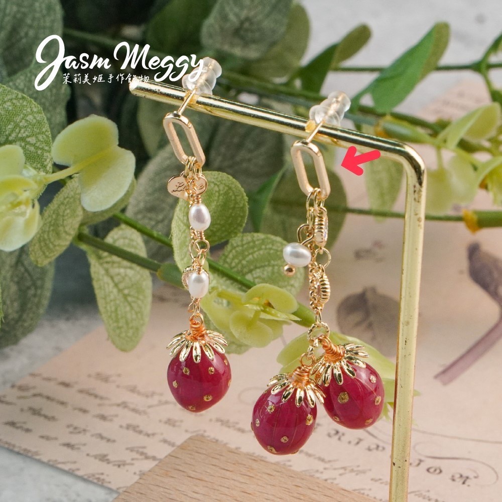Jasmmeggy 水晶花飾品手作材料｜手作串珠｜飾品配件　光面橢圓環耳針 24020507