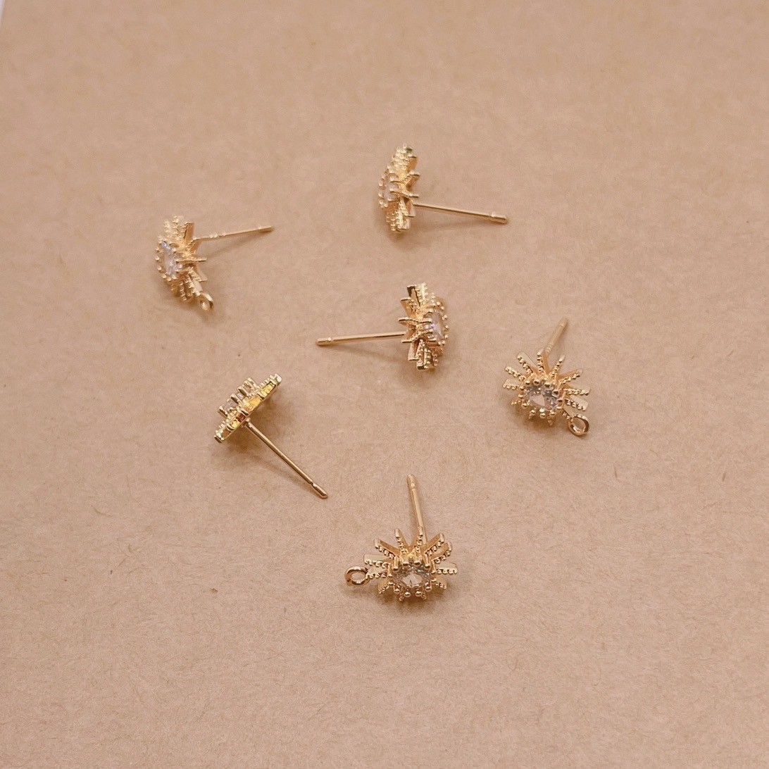 Jasmmeggy 水晶花飾品手作材料｜手作串珠｜飾品配件　光芒鋯石耳針
