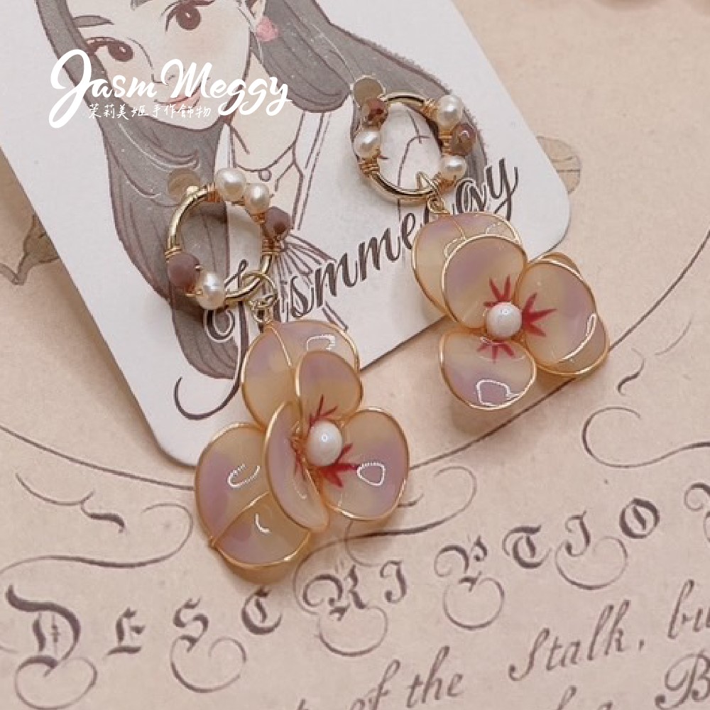 Jasmmeggy 茉莉美姬水晶花手作飾品 童話泡泡耳環