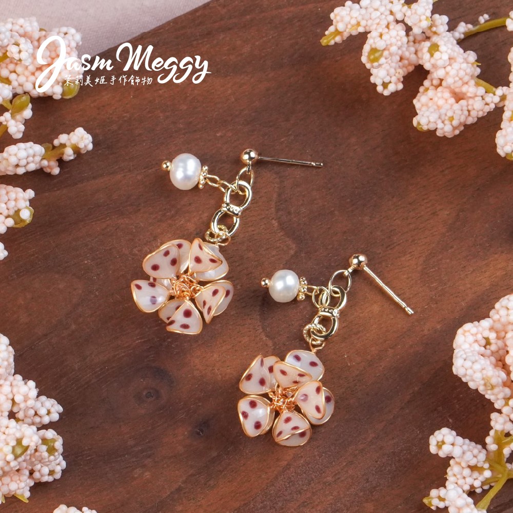 Jasmmeggy 茉莉美姬水晶花手作飾品 芭蕾舞·伶 耳環