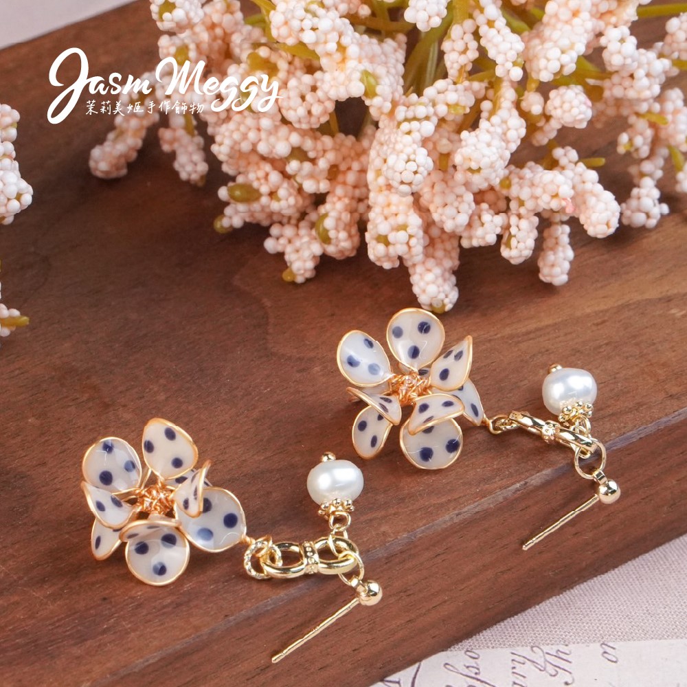 Jasmmeggy 茉莉美姬水晶花手作飾品 芭蕾舞·伶 耳環