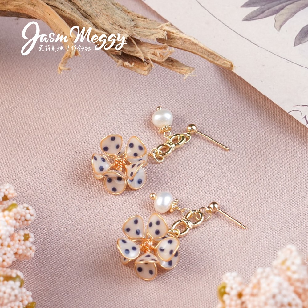 Jasmmeggy 茉莉美姬水晶花手作飾品 芭蕾舞·伶 耳環