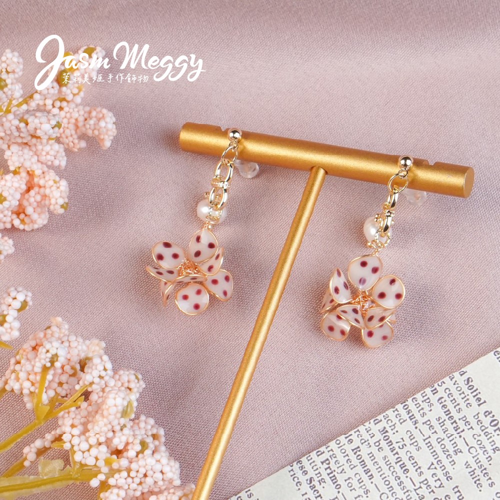 Jasmmeggy 茉莉美姬水晶花手作飾品 芭蕾舞·伶 耳環