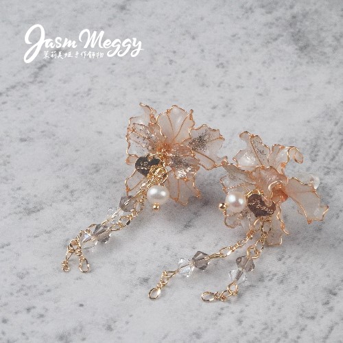 Jasmmeggy 茉莉美姬水晶花手作飾品 天后耳環