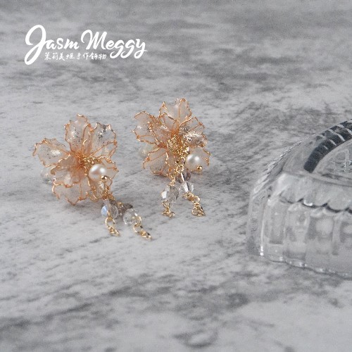 Jasmmeggy 茉莉美姬水晶花手作飾品 天后耳環