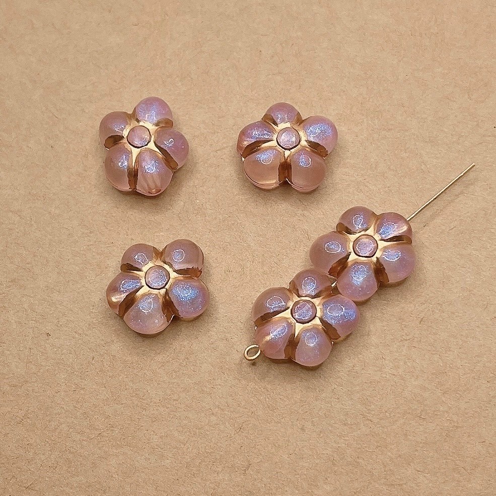 Jasmmeggy 水晶花飾品手作材料｜手作串珠｜飾品配件 胖肉描金偏光花花珠