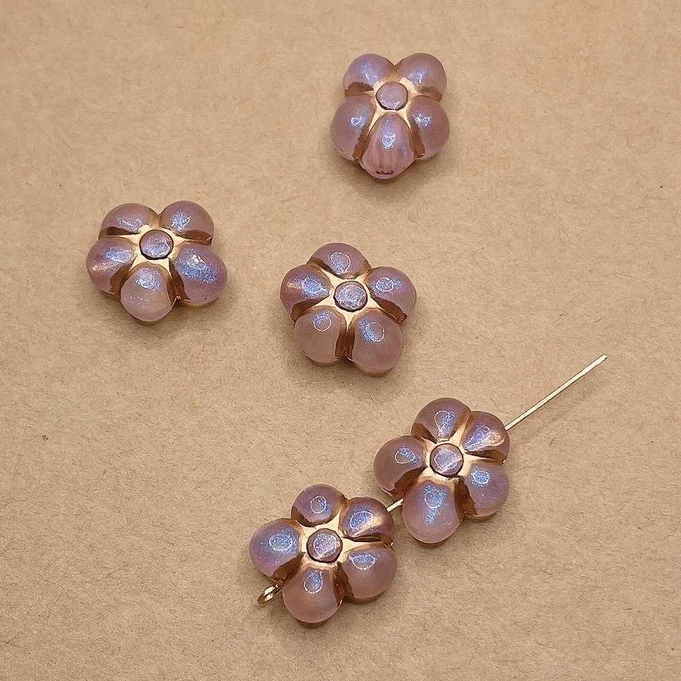 Jasmmeggy 水晶花飾品手作材料｜手作串珠｜飾品配件 胖肉描金偏光花花珠
