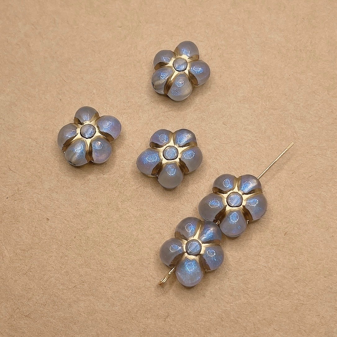 Jasmmeggy 水晶花飾品手作材料｜手作串珠｜飾品配件 胖肉描金偏光花花珠