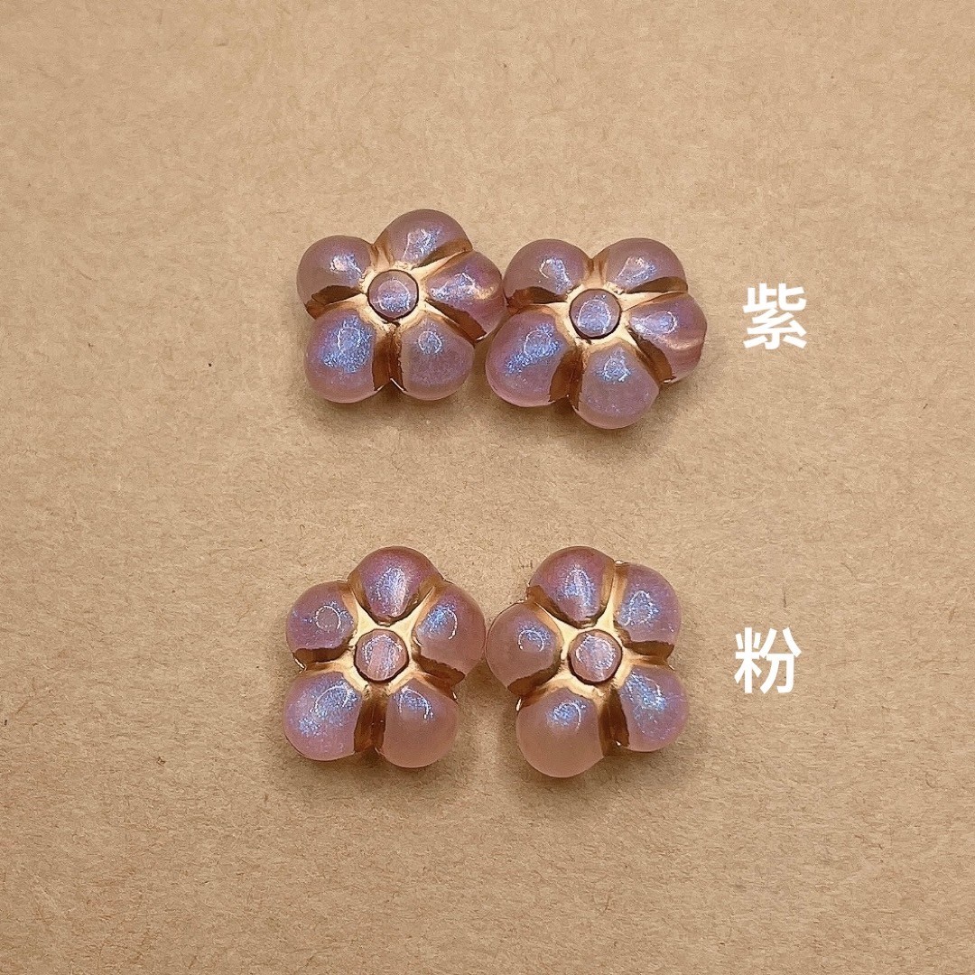 Jasmmeggy 水晶花飾品手作材料｜手作串珠｜飾品配件 胖肉描金偏光花花珠