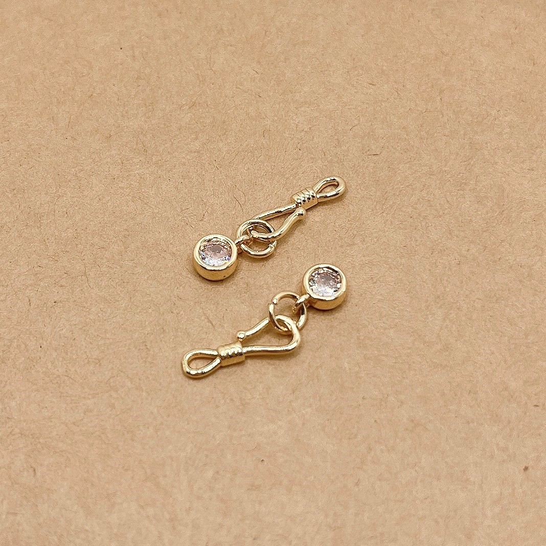 Jasmmeggy 水晶花飾品手作材料｜手作串珠｜飾品配件 鋯石光面魚鉤型套扣