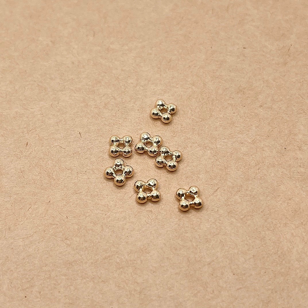 Jasmmeggy 水晶花飾品手作材料｜手作串珠｜飾品配件 連環小金球隔珠