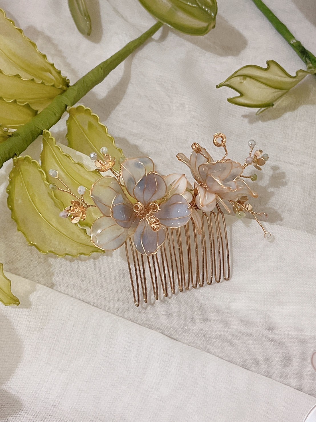 Jasmmeggy 茉莉美姬水晶花手作飾品 直布羅陀的燈塔 新娘頭飾