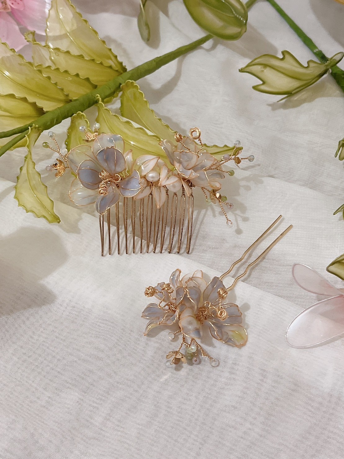 Jasmmeggy 茉莉美姬水晶花手作飾品 直布羅陀的燈塔 新娘頭飾