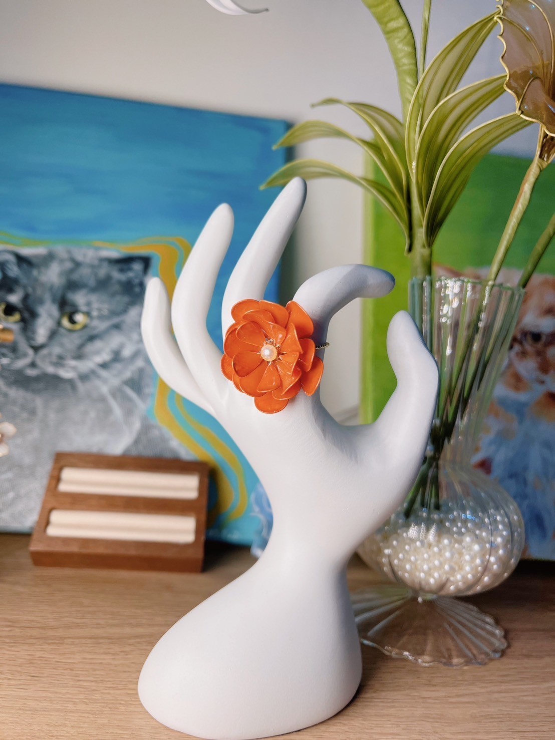 Jasmmeggy 茉莉美姬水晶花手作飾品 火鶴桔祥 戒指 / 耳環