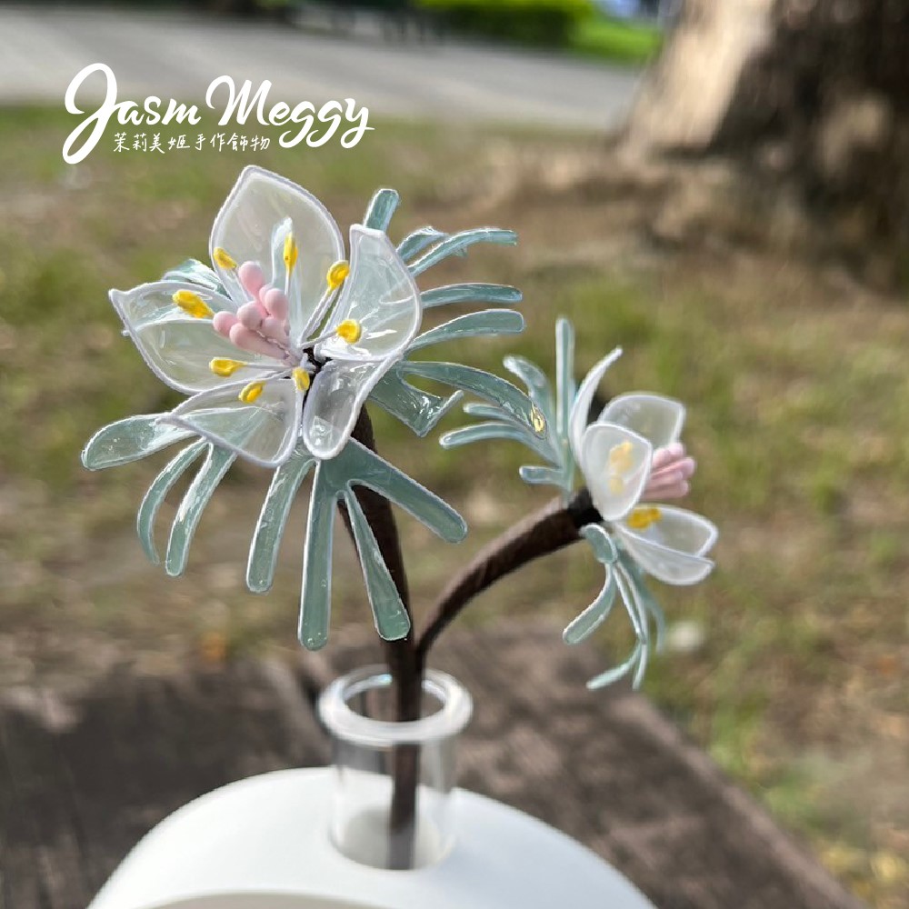 Jasmmeggy 水晶花體驗課程｜水晶花專業課程｜水晶花教學課程｜《水晶花植飾系列》節分草水泥花器擺件