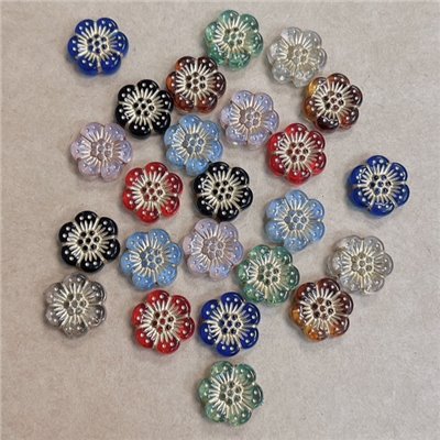 復古描金花朵捷克珠 H24082502
