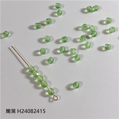 捷克火磨珠 - 黃 / 綠色系 4mm