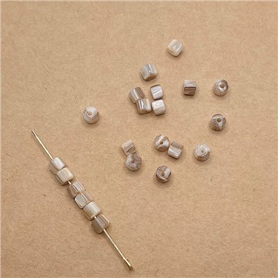 石紋奶茶圓筒珠 H24082007