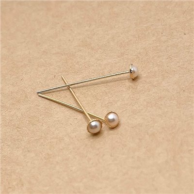 麻花金邊仿珍珠造型T針 平針 珠針 E24090424
